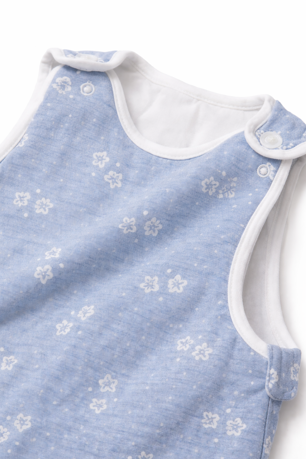 Gigoteuse sans manches en coton bambou - Bleu à motif