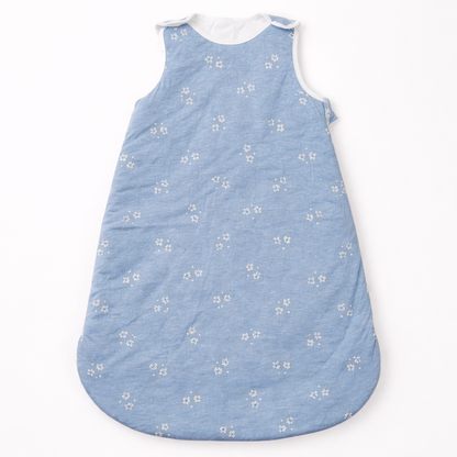Gigoteuse sans manches en coton bambou - Bleu à motif