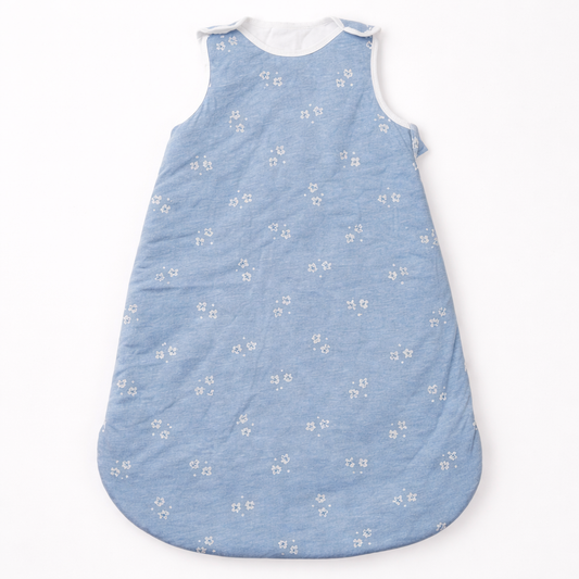 Gigoteuse sans manches en coton bambou - Bleu à motif
