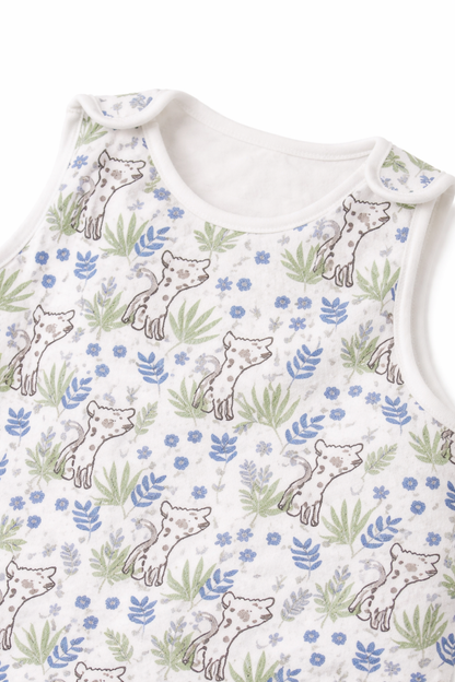 Gigoteuse sans manches en coton bambou - Blanc/Vert