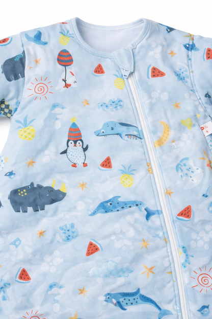 Gigoteuse d'hiver motif crocodile bleu