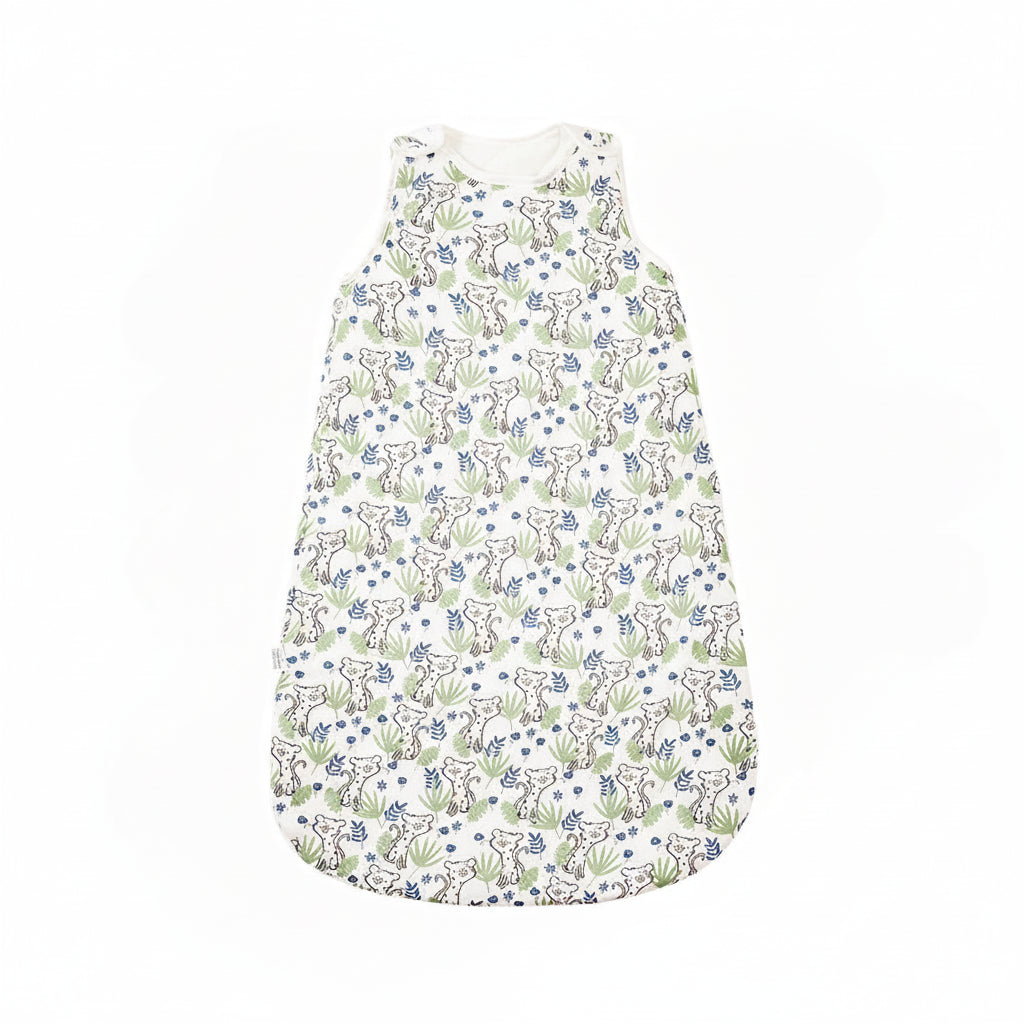 Gigoteuse sans manches en coton bambou - Blanc/Vert