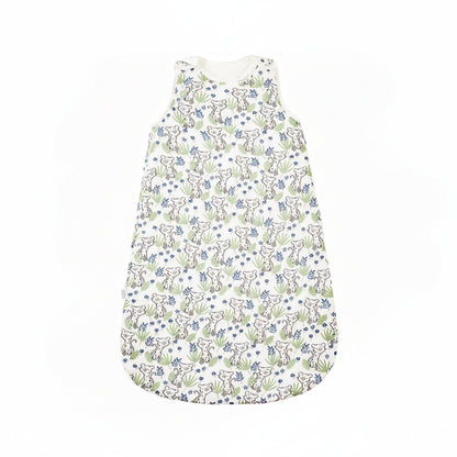 Gigoteuse sans manches en coton bambou - Blanc/Vert